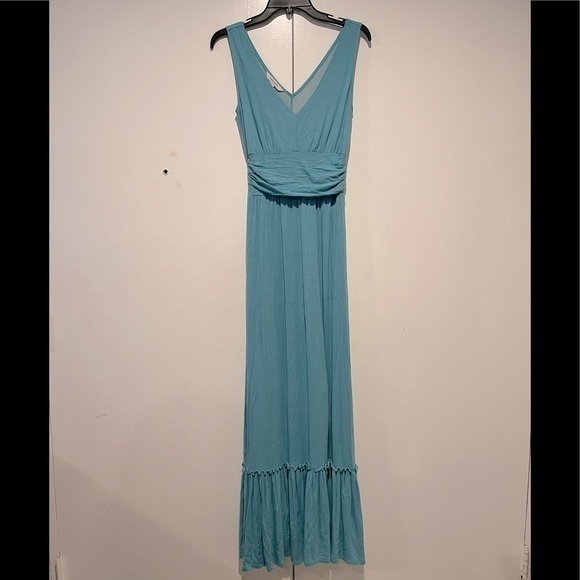 Boston proper ruched waistline smocked back ruffle hem maxi dress - Picture 1 of 3
